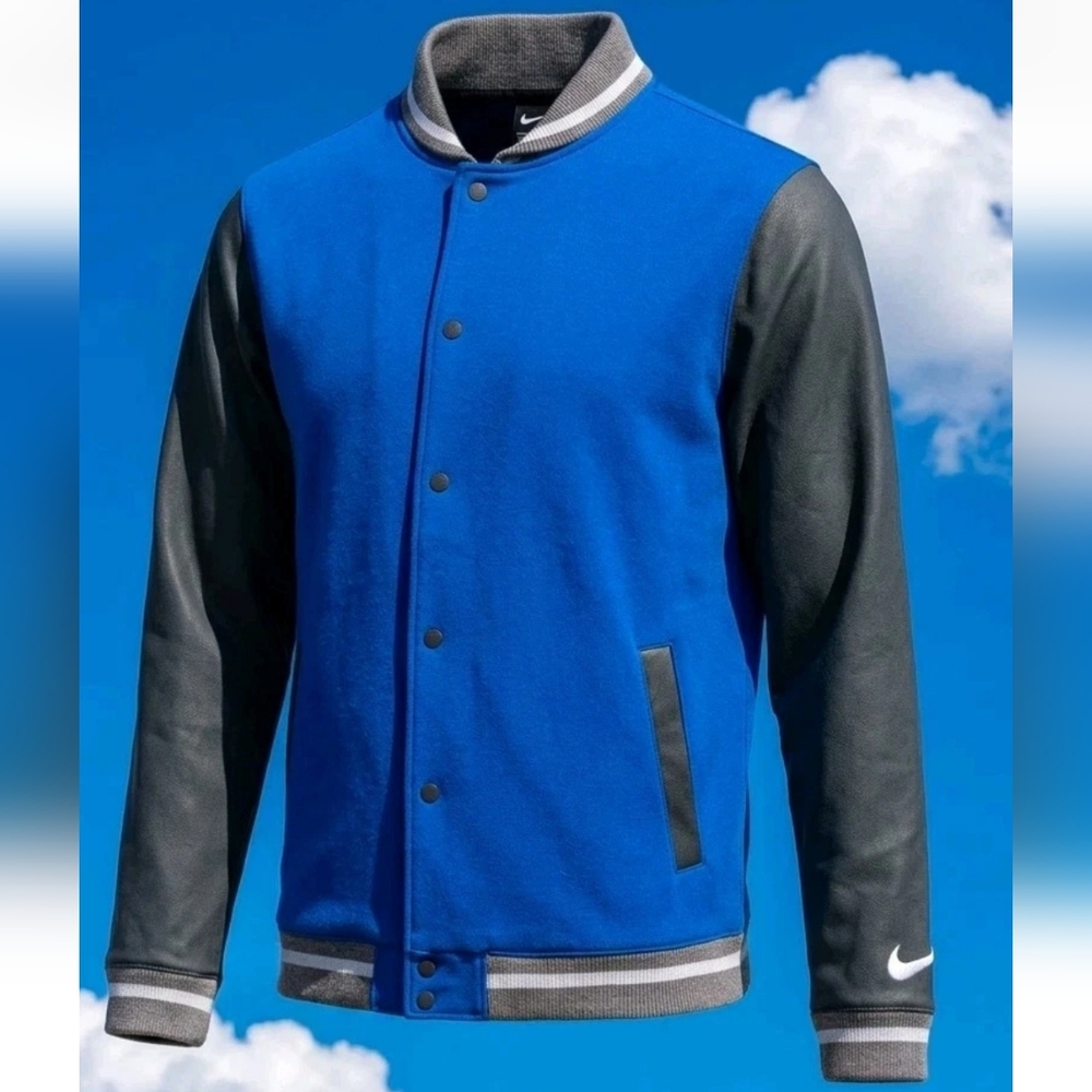 $230 Nike Team Letterman Football Bomber Jacket Blue